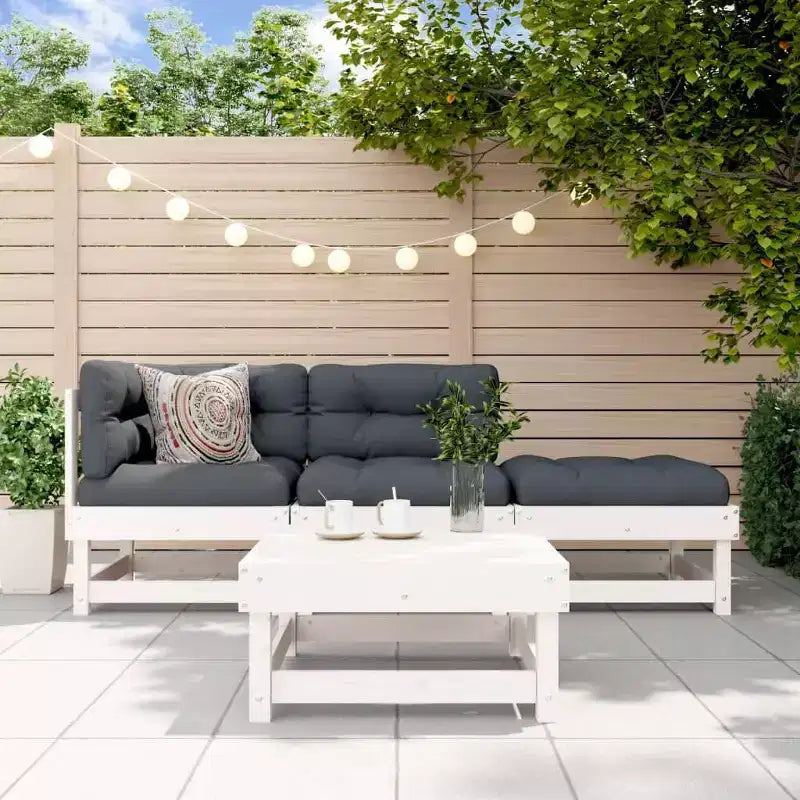 vidaXL Patio Furniture Set with Cushions Outdoor Lounge Set 4 Piece Solid Wood