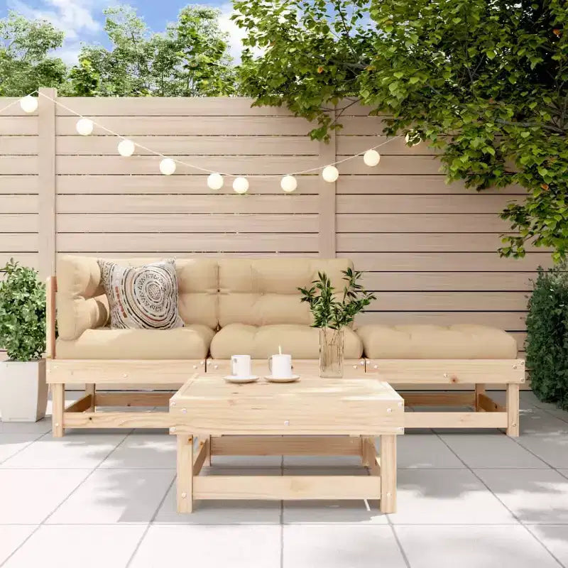 vidaXL Patio Furniture Set with Cushions Outdoor Lounge Set 4 Piece Solid Wood
