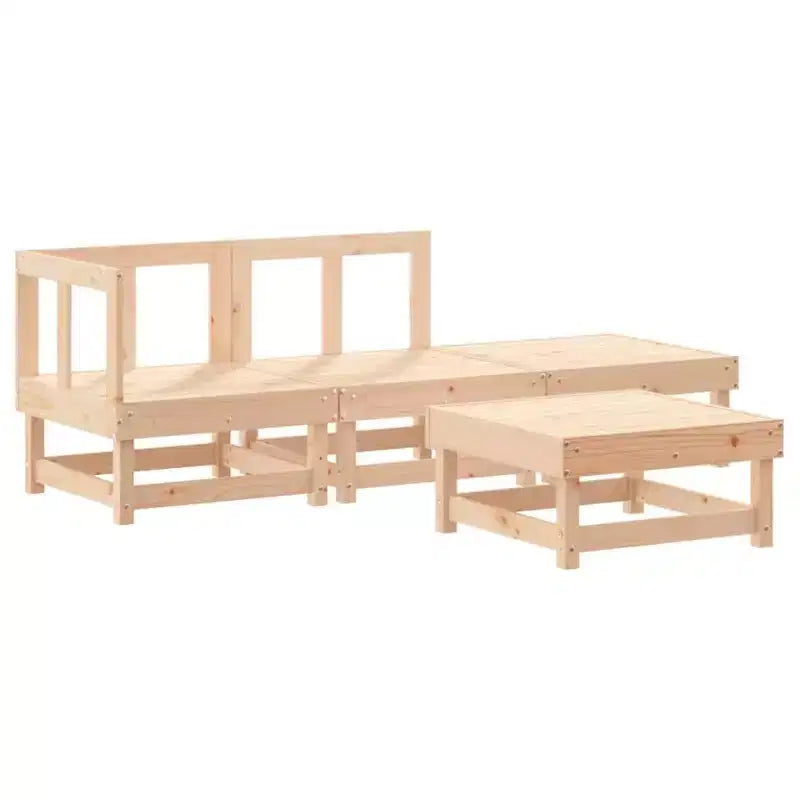 vidaXL Patio Furniture Set with Cushions Outdoor Lounge Set 4 Piece Solid Wood