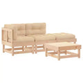 vidaXL Patio Furniture Set with Cushions Outdoor Lounge Set 4 Piece Solid Wood