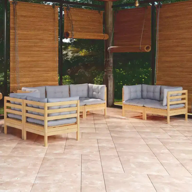 vidaXL Salon de jardin 7 pièces en pin massif avec coussins