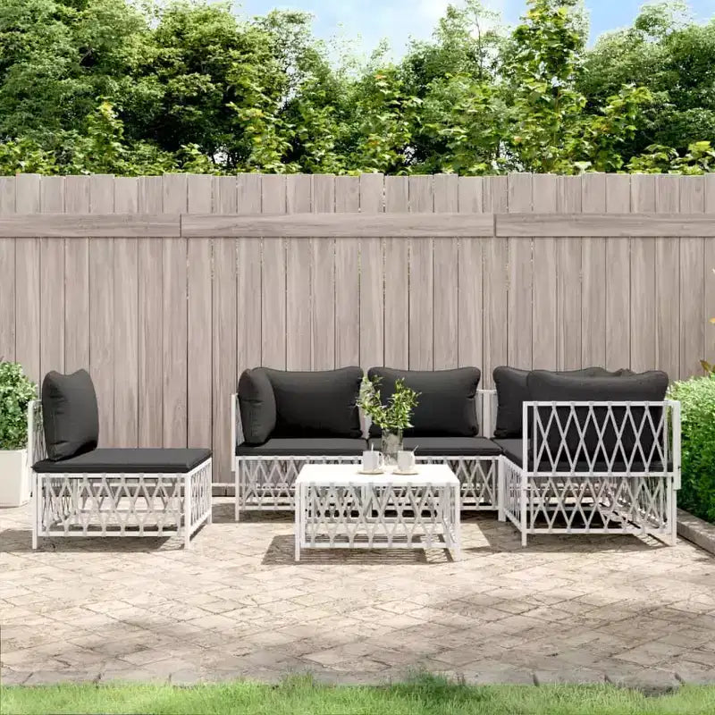 vidaXL Conjunto de 6 Piezas de Muebles de Jardín con Cojines Antracita Acero