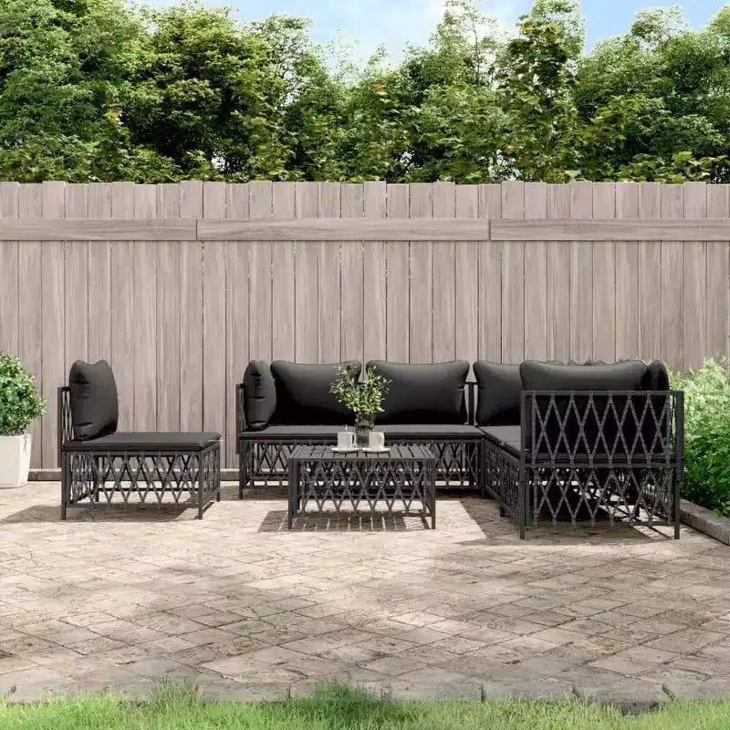 vidaXL Conjunto de 6 Piezas de Muebles de Jardín con Cojines Antracita Acero