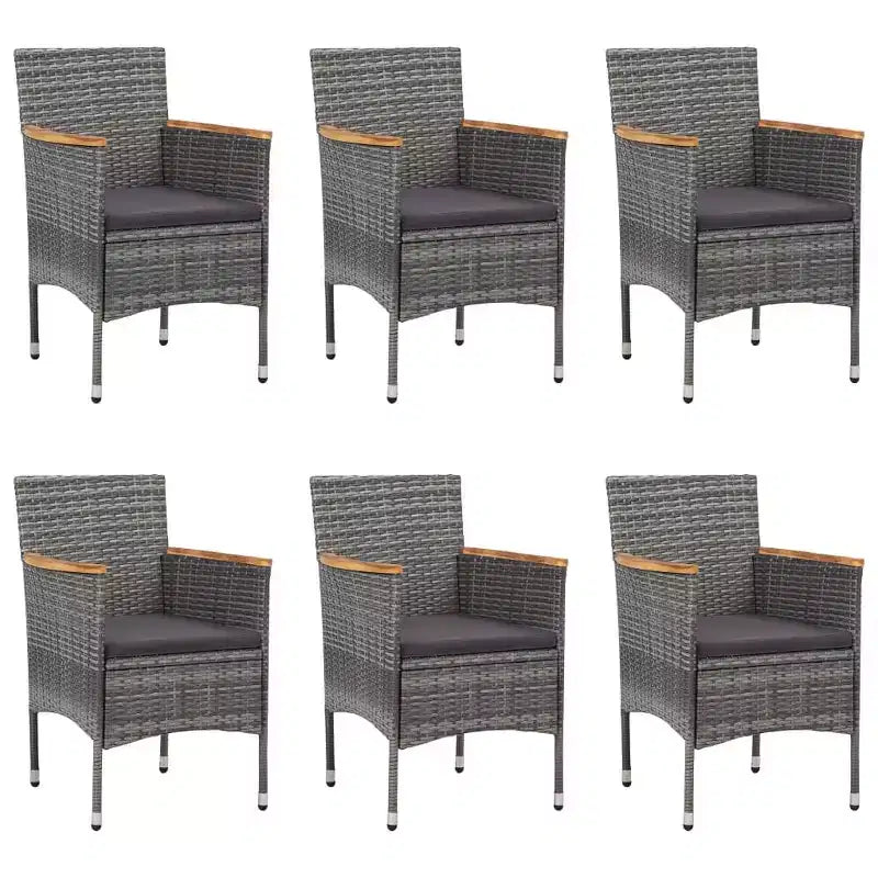 vidaXL Patio Dining Set 7 Piece Poly Rattan Outdoor Seat Furniture Black/Gray