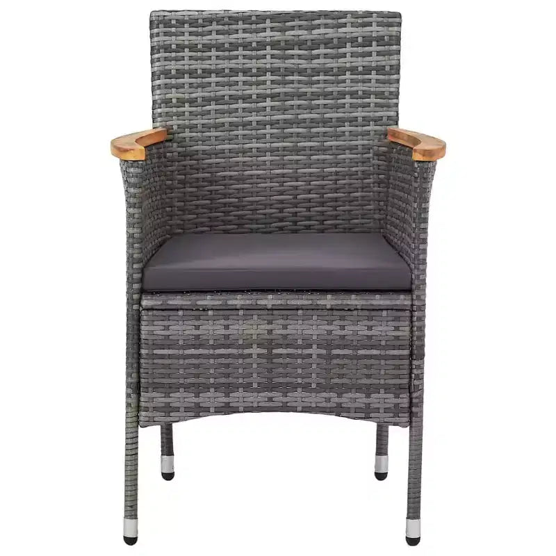 vidaXL Patio Dining Set 7 Piece Poly Rattan Outdoor Seat Furniture Black/Gray