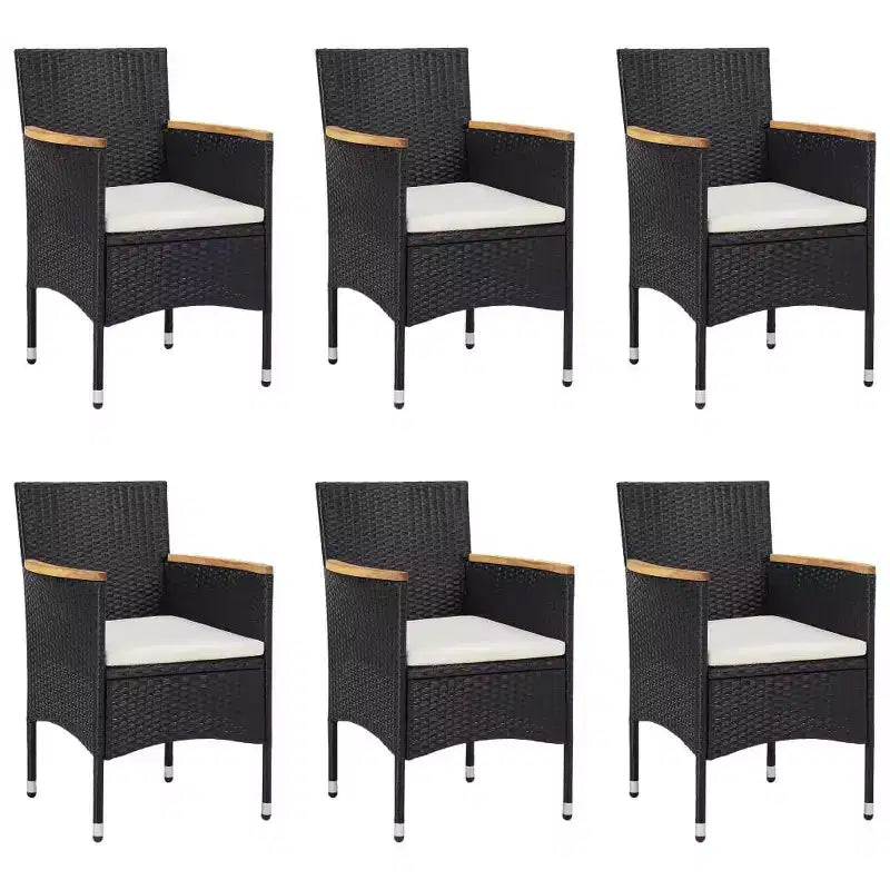 vidaXL Patio Dining Set 7 Piece Poly Rattan Outdoor Seat Furniture Black/Gray