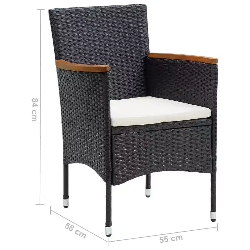 vidaXL Patio Dining Set 7 Piece Poly Rattan Outdoor Seat Furniture Black/Gray