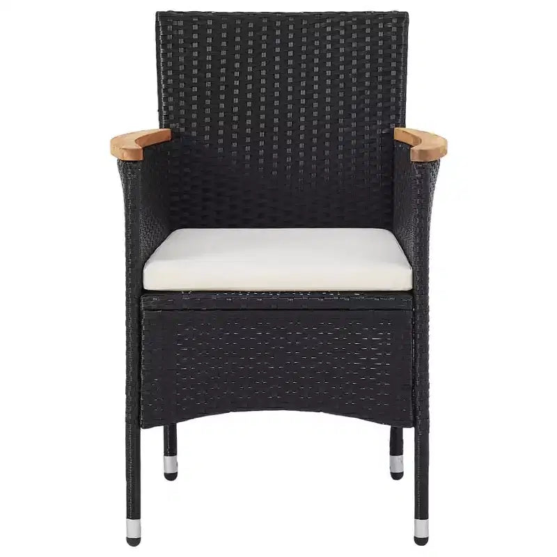 vidaXL Patio Dining Set 7 Piece Poly Rattan Outdoor Seat Furniture Black/Gray