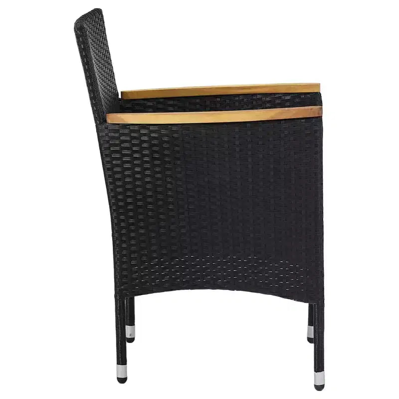 vidaXL Patio Dining Set 7 Piece Poly Rattan Outdoor Seat Furniture Black/Gray