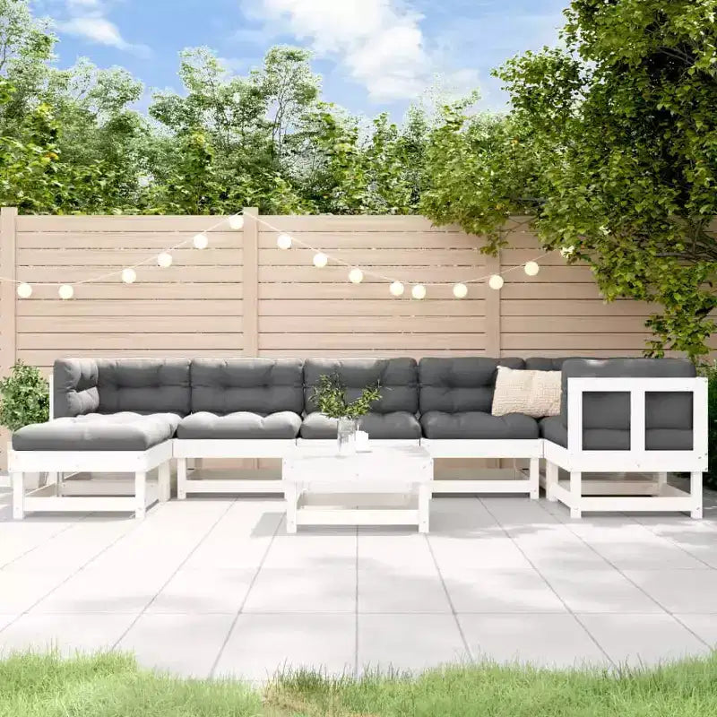 vidaXL Conjunto de Salón de Jardín con Cojines Muebles de Exterior de 8 Piezas Madera Sólida
