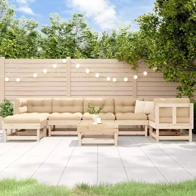 vidaXL Conjunto de Salón de Jardín con Cojines Muebles de Exterior de 8 Piezas Madera Sólida