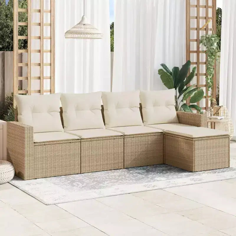 vidaXL Juego de Sofás de Jardín de 6 Piezas con Cojines Ratán Sintético - Marrón y Crema con Mesa