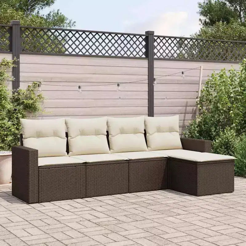 vidaXL Juego de Sofás de Jardín de 6 Piezas con Cojines Ratán Sintético - Marrón y Crema con Mesa