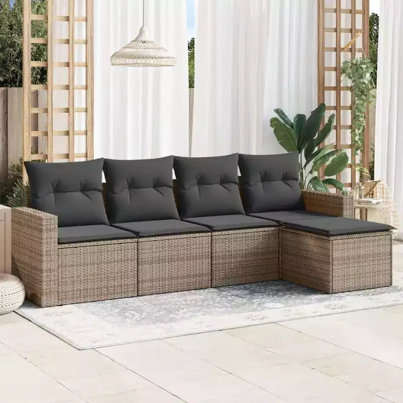 vidaXL Juego de Sofás de Jardín de 6 Piezas con Cojines Ratán Sintético - Marrón y Crema con Mesa