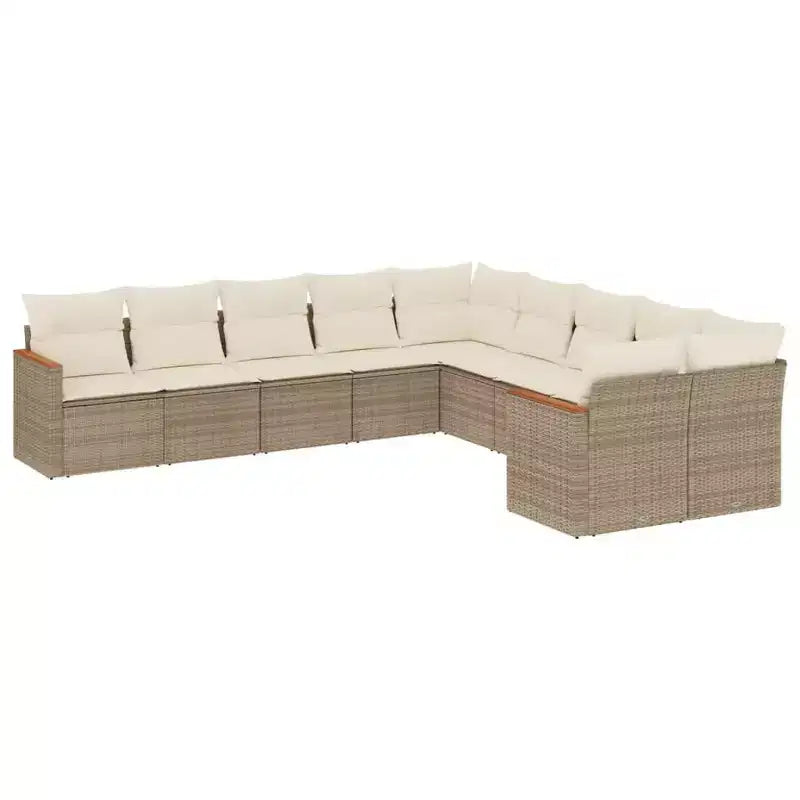 vidaXL 10 Piece Patio Sofa Set with Cushions Poly Rattan