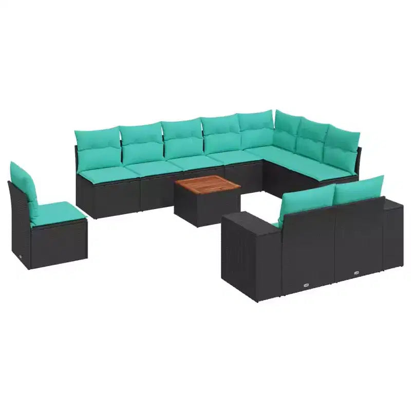 vidaXL 11 Piece Patio Sofa Set with Cushions Poly Rattan