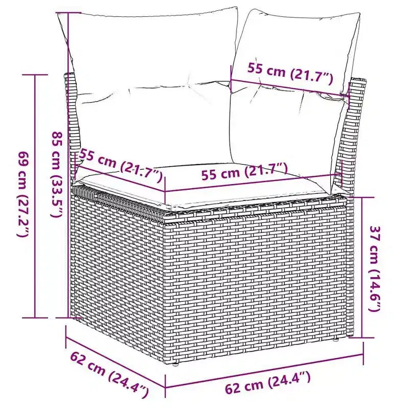 vidaXL 5 Piece Patio Sofa Set with Cushions, Modular Outdoor Sectional, Poly Rattan, Multiple Colors