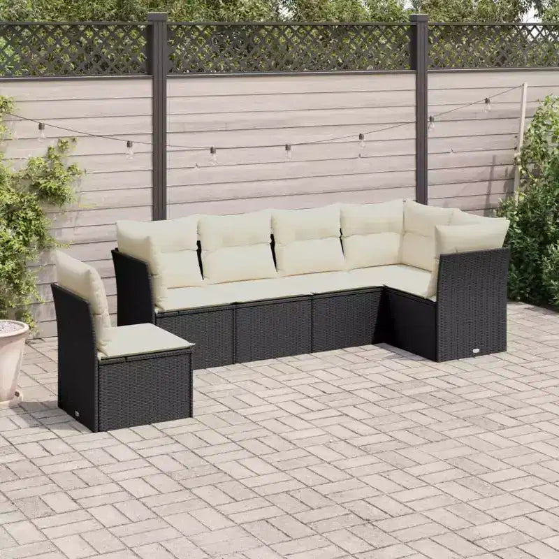 vidaXL Patio Sofa Set with Cushions Outdoor Conversation Furniture Poly Rattan
