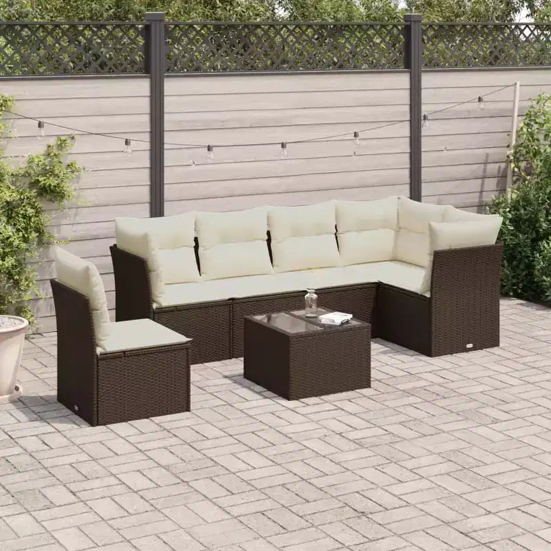 vidaXL Patio Sofa Set with Cushions Outdoor Conversation Furniture Poly Rattan