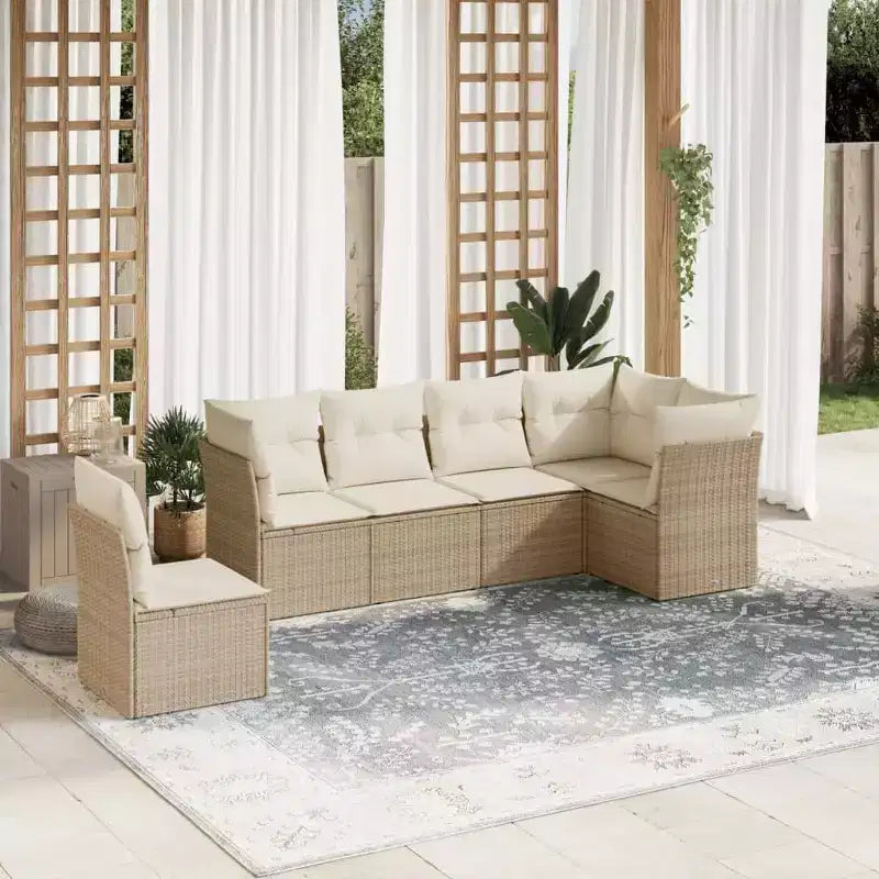 vidaXL Patio Sofa Set with Cushions Outdoor Conversation Furniture Poly Rattan
