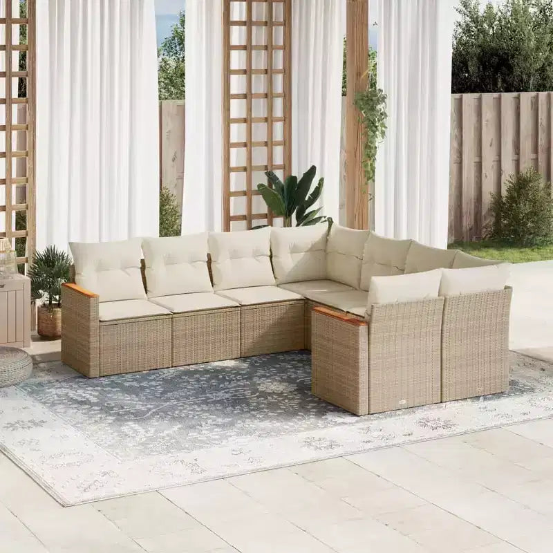 vidaXL Conjunto de Sofás de Jardín con Cojines Muebles de Exterior 9 Piezas Ratán Sintético