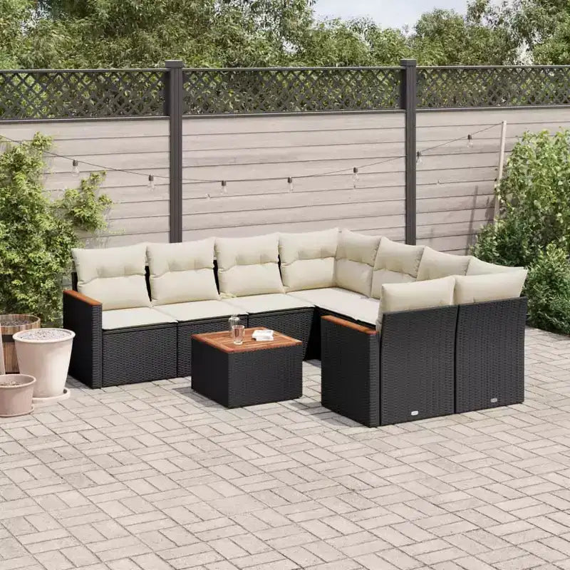 vidaXL Conjunto de Sofás de Jardín con Cojines Muebles de Exterior 9 Piezas Ratán Sintético