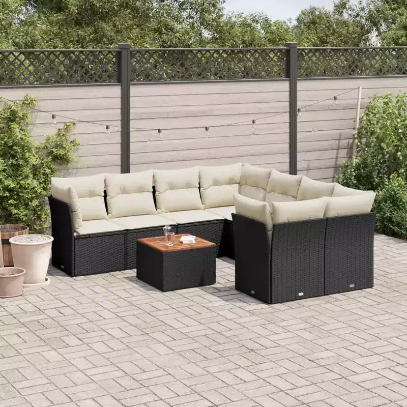 vidaXL Conjunto de Sofás de Jardín con Cojines Muebles de Exterior 9 Piezas Ratán Sintético