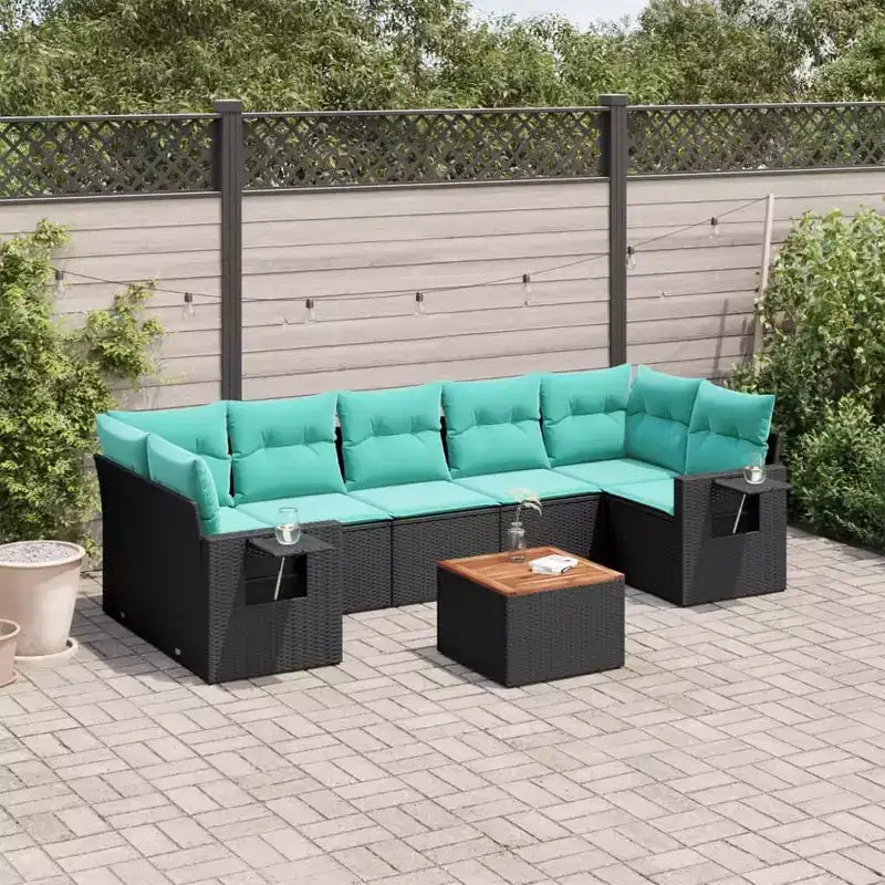 vidaXL 8 Piece Garden Sofa Set with Cushions Grey Poly Rattan