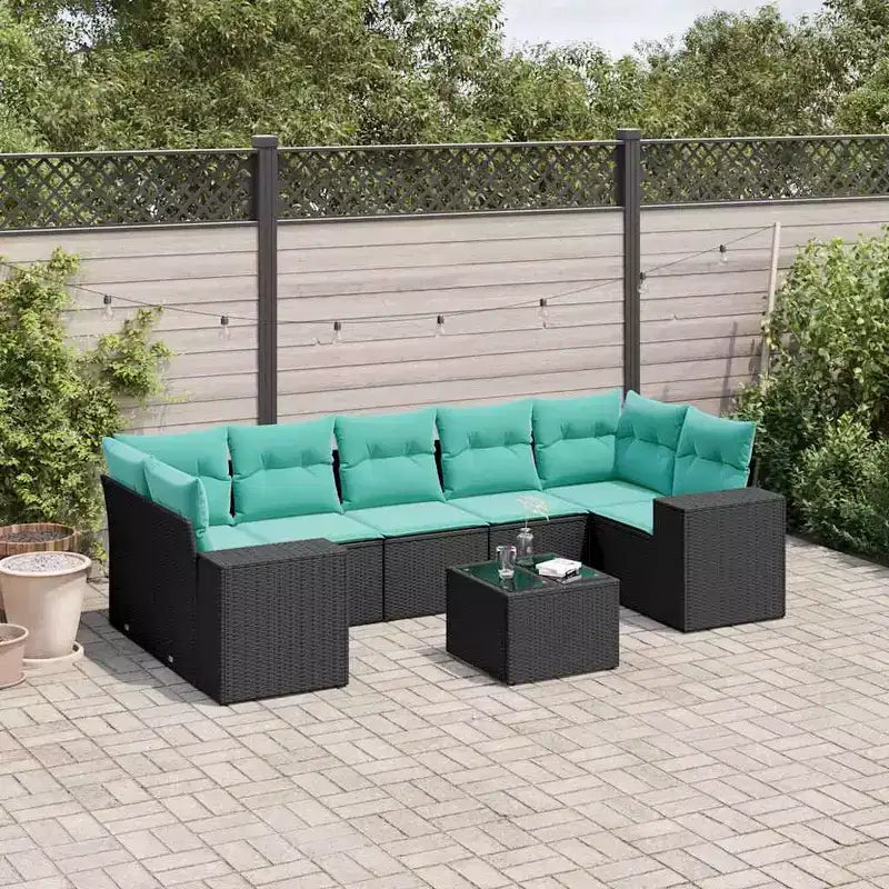 vidaXL 8 Piece Garden Sofa Set with Cushions Brown Poly Rattan