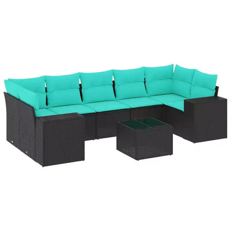 vidaXL 8 Piece Garden Sofa Set with Cushions Brown Poly Rattan