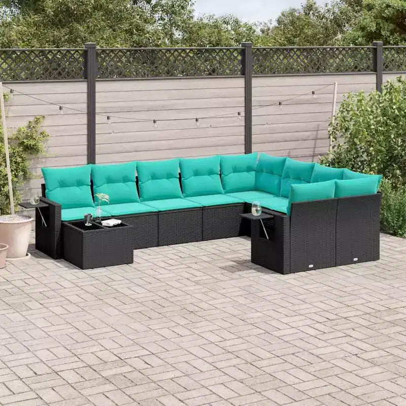 vidaXL Conjunto de sofá de jardín de 10 piezas con cojines de ratán sintético