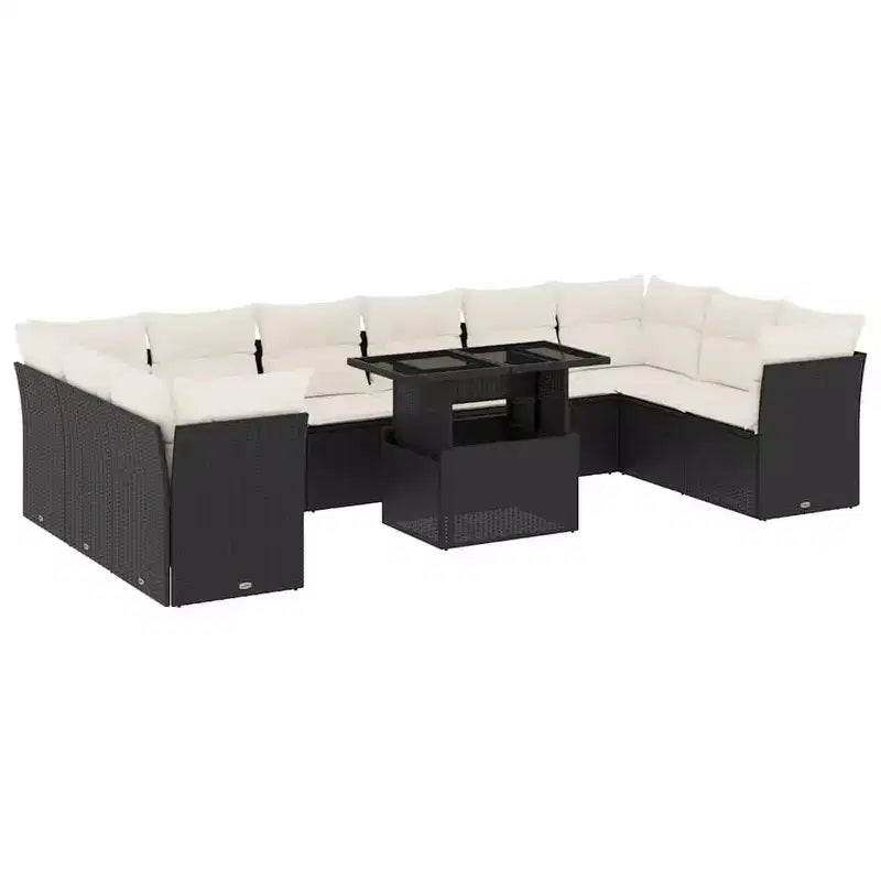 vidaXL 11 Piece Patio Sofa Set with Cushions, Poly Rattan Outdoor Sectional, Modular, Multiple Colors