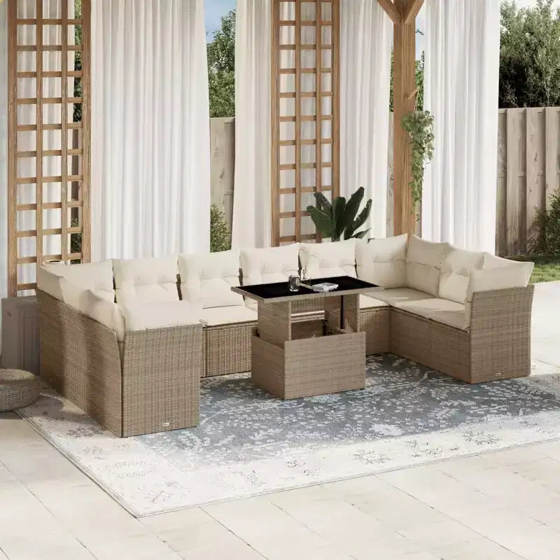 vidaXL 11 Piece Patio Sofa Set with Cushions, Poly Rattan Outdoor Sectional, Modular, Multiple Colors