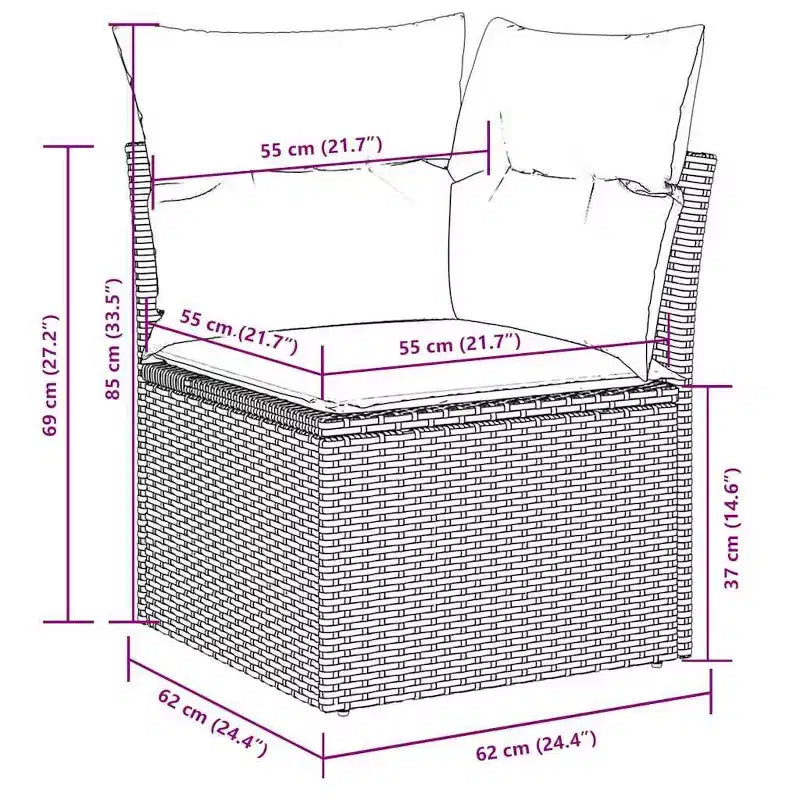 vidaXL 11 Piece Patio Sofa Set with Cushions, Poly Rattan Outdoor Sectional, Modular, Multiple Colors