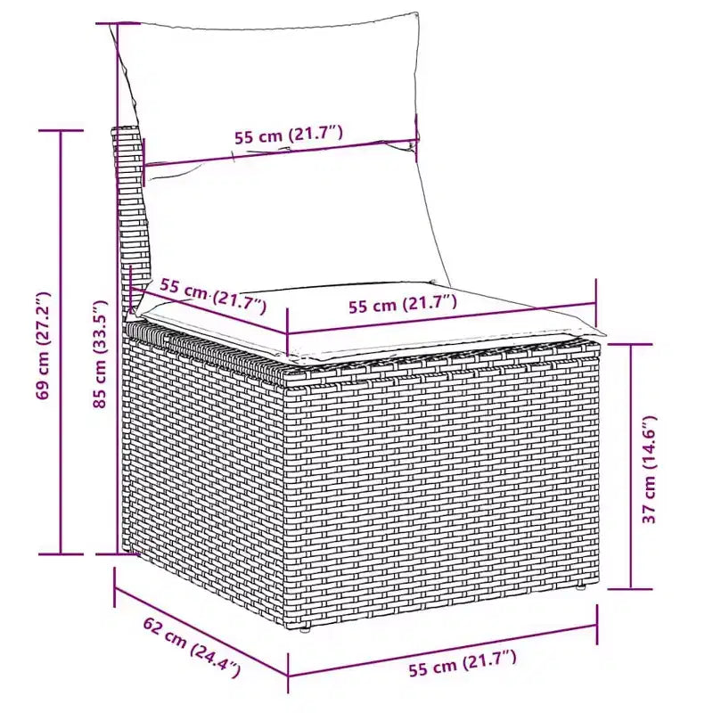 vidaXL 11 Piece Patio Sofa Set with Cushions, Poly Rattan Outdoor Sectional, Modular, Multiple Colors