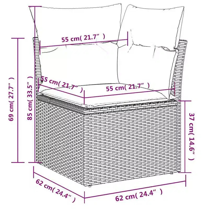 vidaXL 11 Piece Patio Sofa Set with Cushions, Poly Rattan Outdoor Sectional, Modular, Multiple Colors