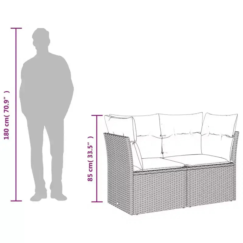 vidaXL 11 Piece Patio Sofa Set with Cushions, Poly Rattan Outdoor Sectional, Modular, Multiple Colors