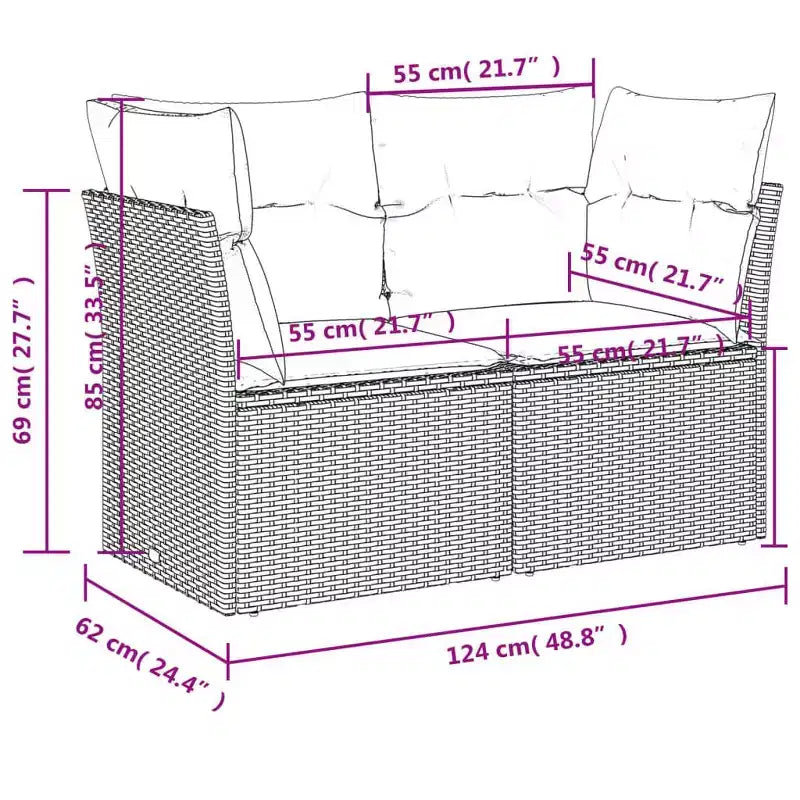 vidaXL 11 Piece Patio Sofa Set with Cushions, Poly Rattan Outdoor Sectional, Modular, Multiple Colors