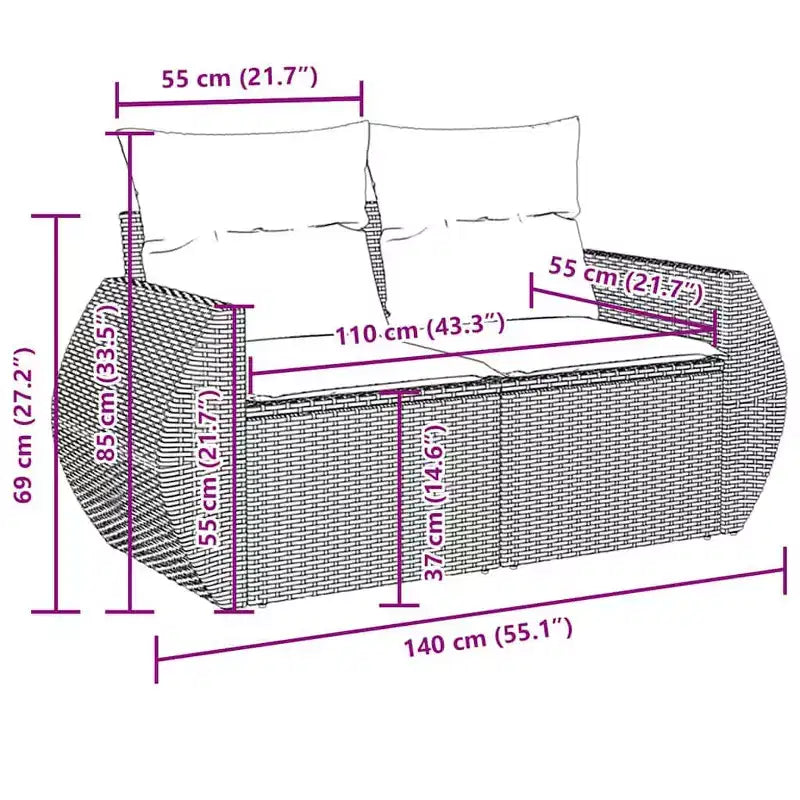 vidaXL Garden Sofa Set PE Rattan Large Garden Sofa Set