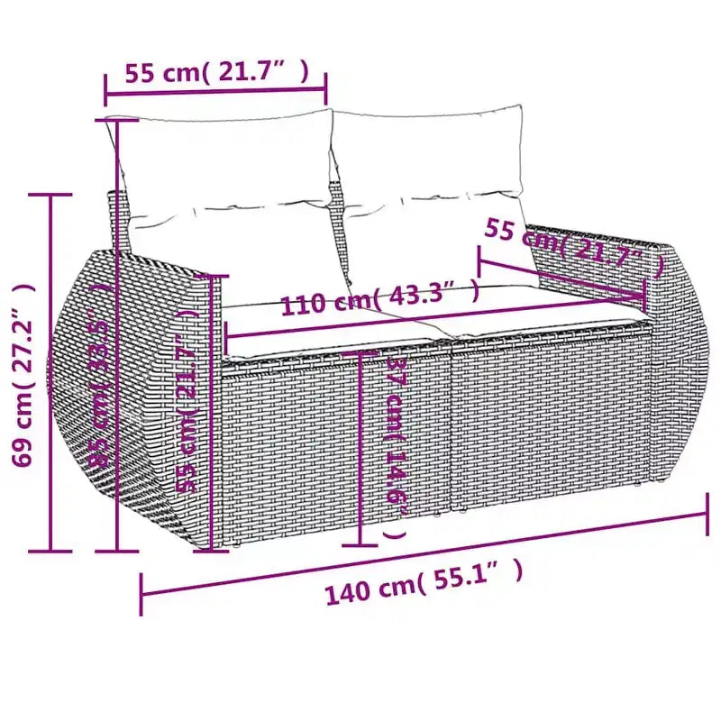 vidaXL Garden Sofa Set PE Rattan Large Garden Sofa Set