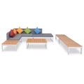 vidaXL Patio Furniture Set Conversation Set Sofa with Table Aluminum and WPC