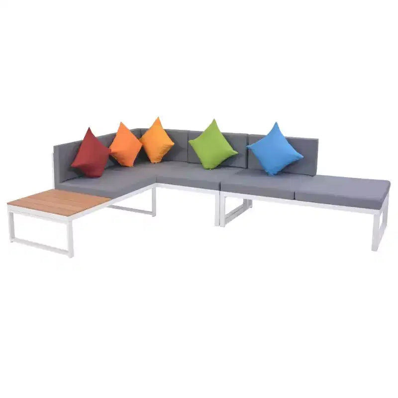 vidaXL Patio Furniture Set Conversation Set Sofa with Table Aluminum and WPC
