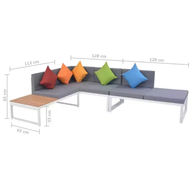 vidaXL Patio Furniture Set Conversation Set Sofa with Table Aluminum and WPC