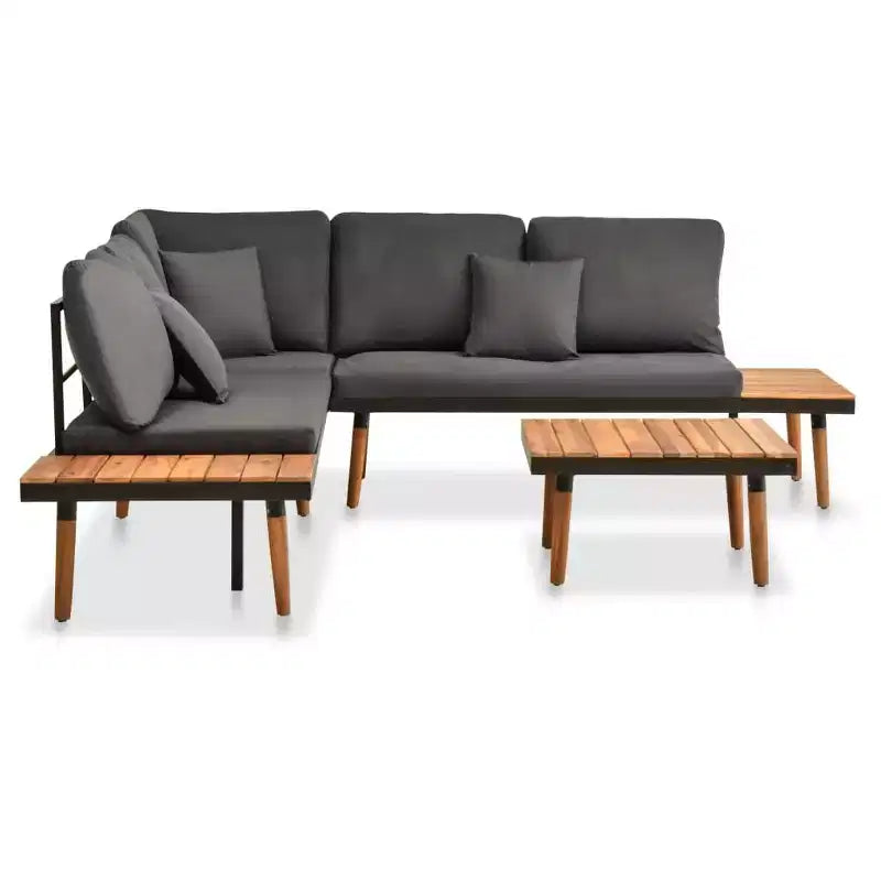 vidaXL 4 Piece Patio Lounge Set with Cushions Solid Acacia Wood