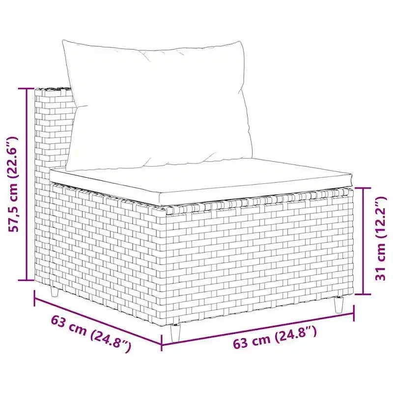vidaXL Patio Lounge Set with Cushions Sectional Sofa Outdoor 6 Piece Poly Rattan