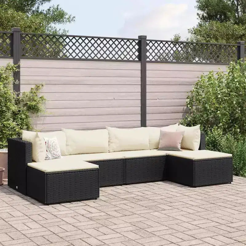 vidaXL Patio Lounge Set with Cushions Sectional Sofa Outdoor 6 Piece Poly Rattan