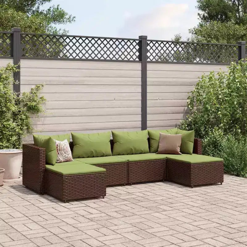 vidaXL Patio Lounge Set with Cushions Sectional Sofa Outdoor 6 Piece Poly Rattan