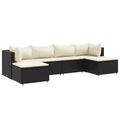 vidaXL Patio Lounge Set with Cushions Sectional Sofa Outdoor 6 Piece Poly Rattan