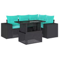 vidaXL Patio Sofa Set with Cushions Table and Couches 5 Piece Poly Rattan