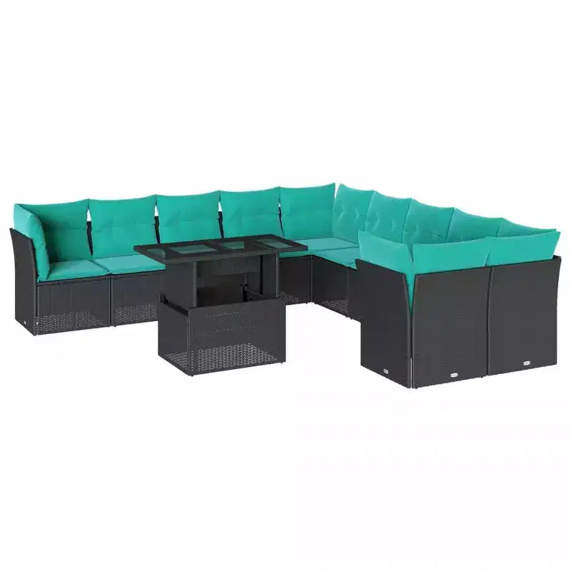 vidaXL Patio Sofa Set with Cushions and Table Outdoor 11 Piece Poly Rattan
